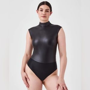 Spanx leather-like mock neck bodysuit